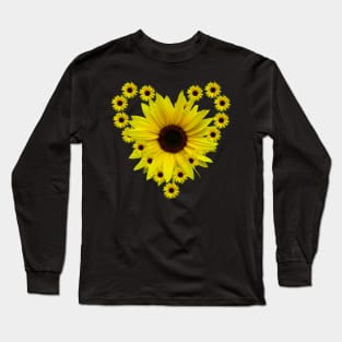 Sunflower heart, sunflowers, heart, bloom Long Sleeve T-Shirt